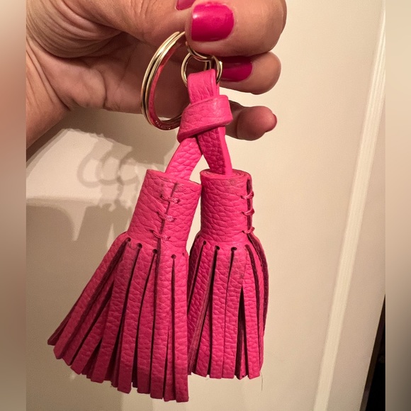 Kate Spade Barbie pink purse/bag charm and /or keychain- leather tassels - Picture 4 of 5